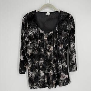 Vintage 90s y2k dark velvet trim top large L dark academia vampire goth witchy